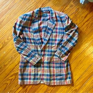 Vintage Liz Wear Plaid Women's Linen and Cotton Blazer